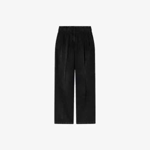 PANTALON EN DENIM DE COTON NOIR EFFET USÉ