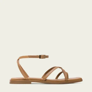 SANDALE PLATE EN CUIR AVEC BRIDES TAUPE VALENTINA