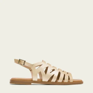 SANDALE PLATE EN CUIR À BRIDES DORÉ VIOLETA