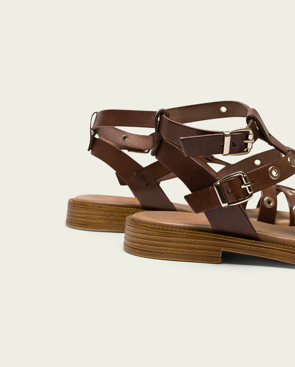 SANDALE PLATE EN CUIR MOKA MIA – Image 6