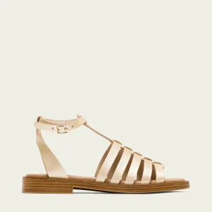 SANDALE ROMAINE PLATE EN CUIR OR MARINA