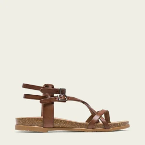 SANDALE PLATE BIO CUIR THONG MOKA SAMANTHA