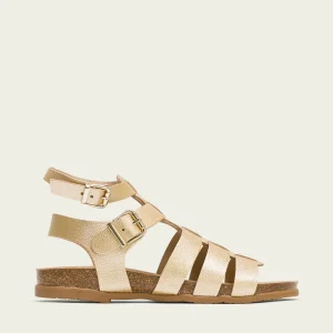 SANDALE PLATE BIO EN CUIR DORÉ SILVIA