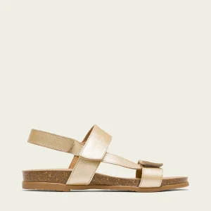 SANDALE PLATE BIO CUIR DORÉ SONIA