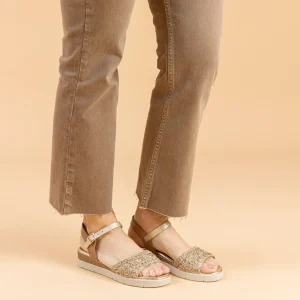 SANDALE TALON COMPENSÉE CUIR TAUPE CAMILA