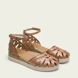 SANDALE TALON COMPENSÉE EN CUIR TAUPE CARLOTA