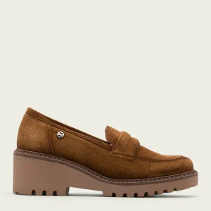 MOCASINS EN DAIM AVEC TALON EN CUIR LAIA