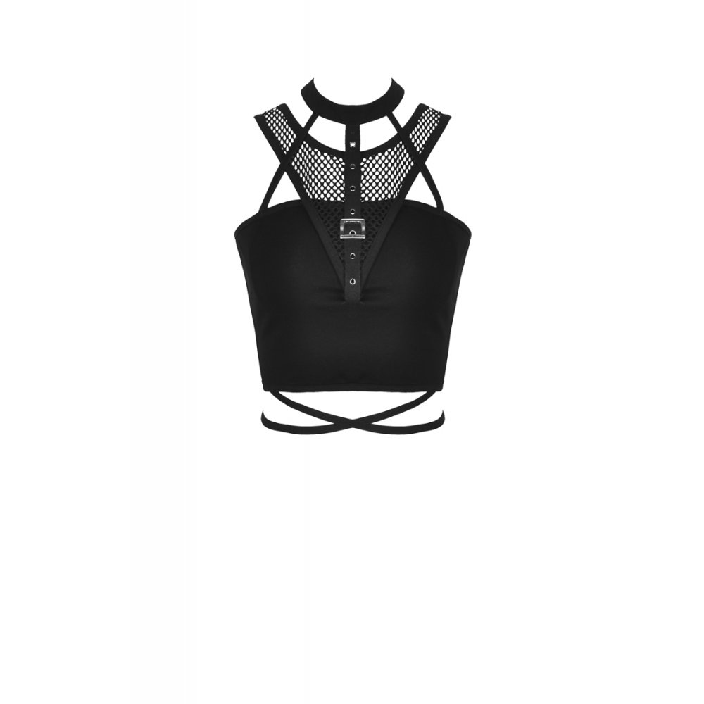 T-shirt Top décolleté en V avec filet – Image 4