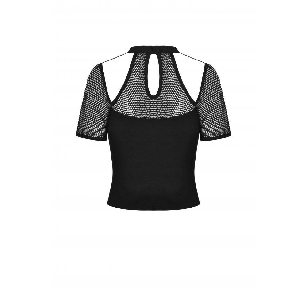 T-shirt rocker en maille filet découpée – Image 5