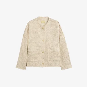 VESTE MOMONI ELDORADO EN NATTE LUREX – CRÈME/OR