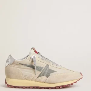 SNEAKERS RUNNING MARATHON AVEC TIGE EN NYLON BEIGE ET ÉTOILE GRISE