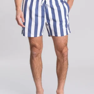 Block Print Stripe Swim Shorts