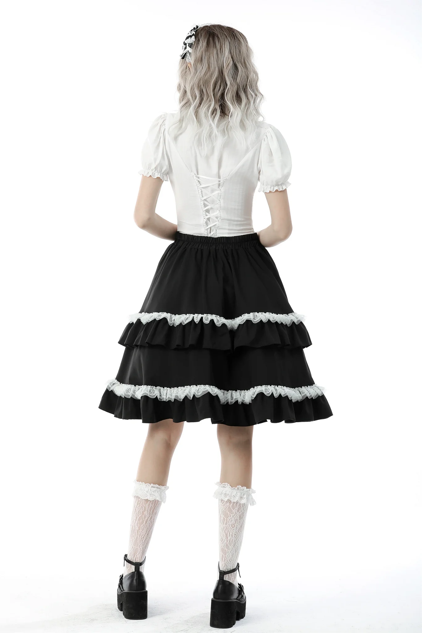 White ruffle neckline blouse – Image 4