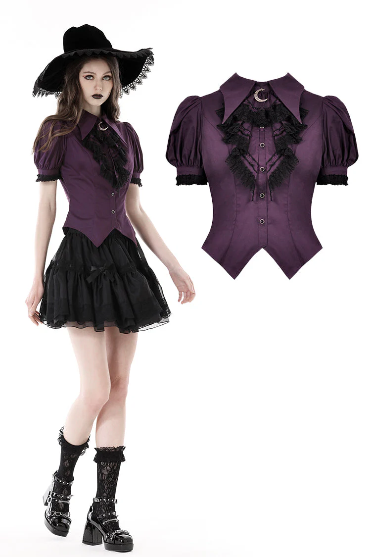 Purple frilly collar moon blouse – Image 2