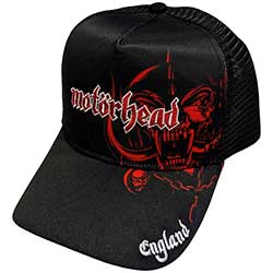Casquette arrière en maille unisexe Motorhead : England Red Warpig
