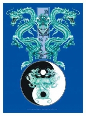 drapeau dragon / Ying & Yang pos322