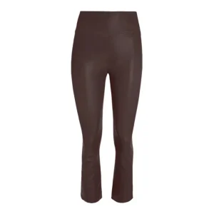 LEGGING CROP FLARE CUIR CHOCOLAT