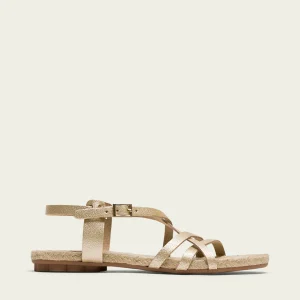 SANDALE EN CUIR DE JUTE DORÉ CRISTINA