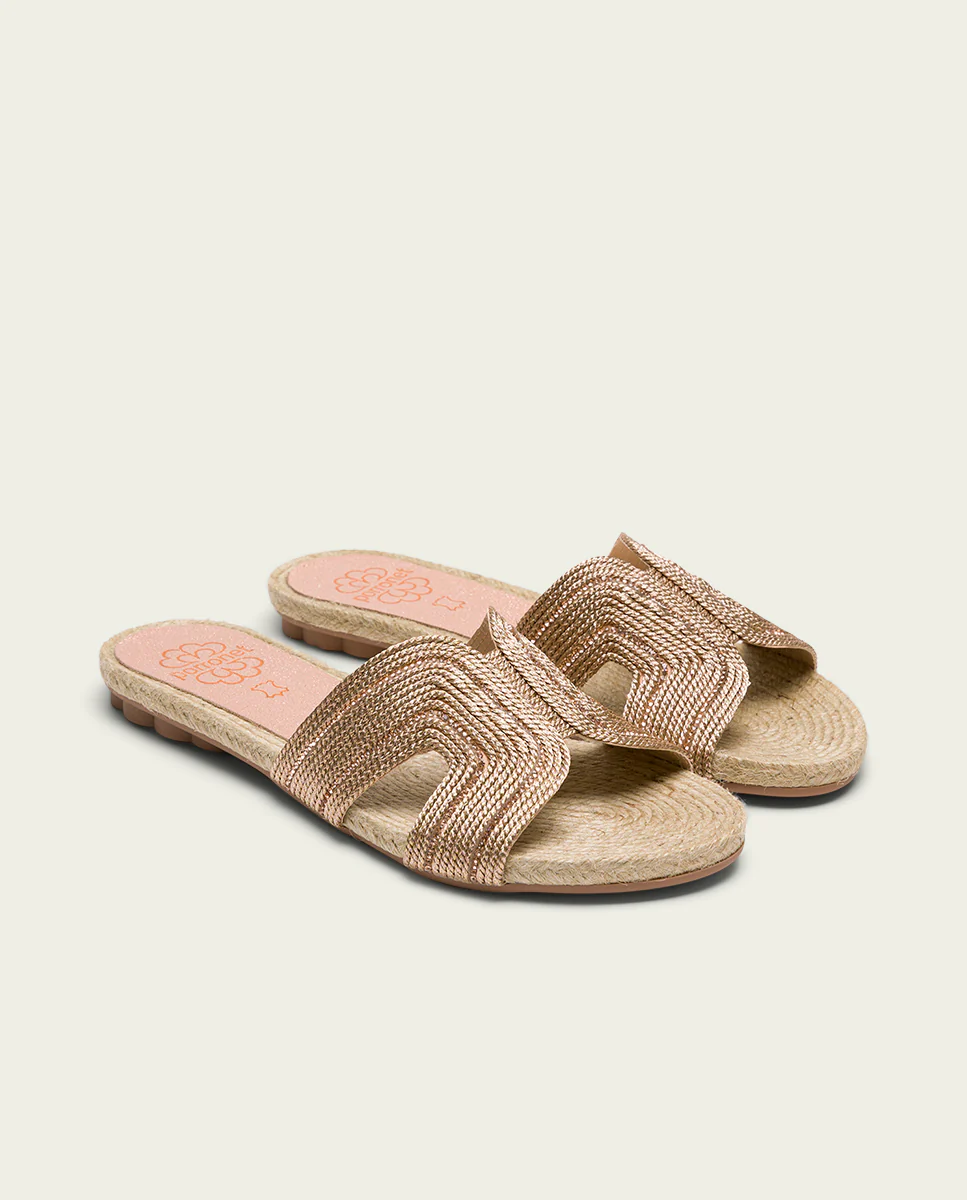 SANDALE PLATE EN CUIR JUTE ROSE CAROLINA – Image 3