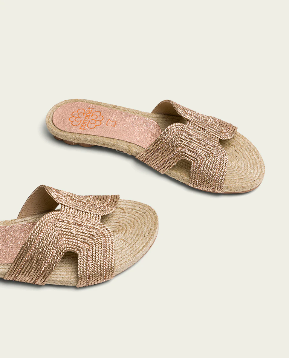 SANDALE PLATE EN CUIR JUTE ROSE CAROLINA – Image 5