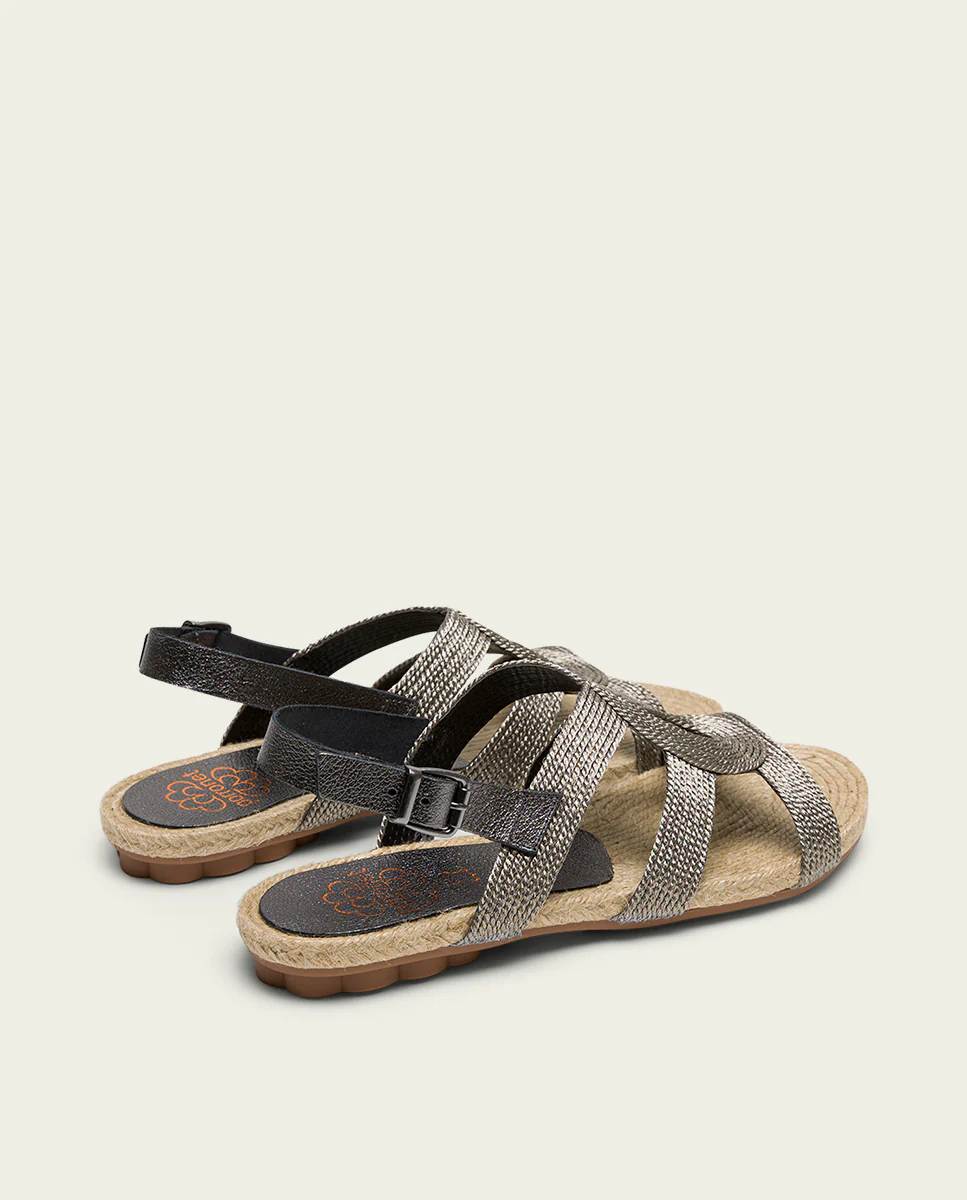 SANDALE PLATE EN CUIR JUTE PLOMB COCO – Image 4