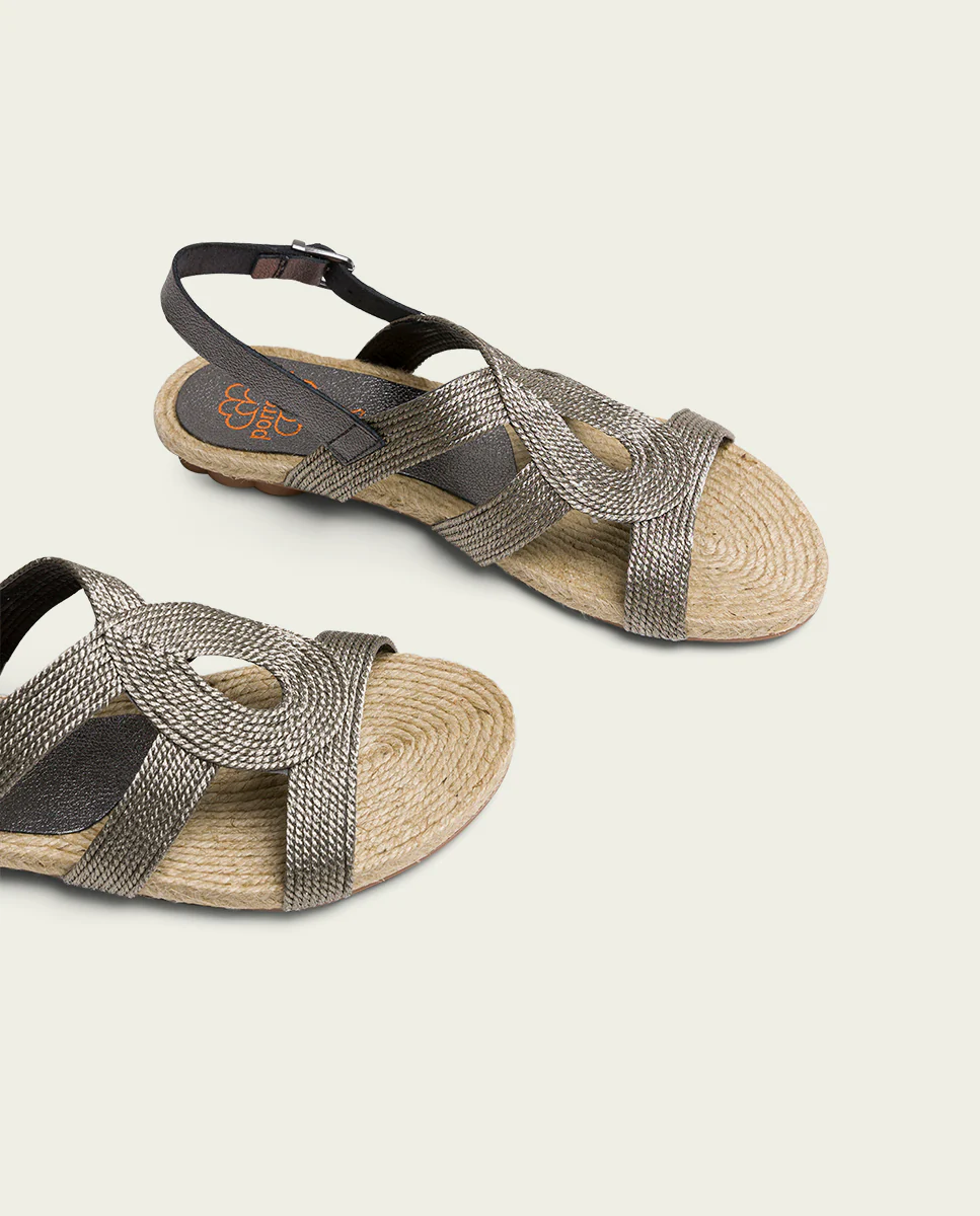 SANDALE PLATE EN CUIR JUTE PLOMB COCO – Image 5