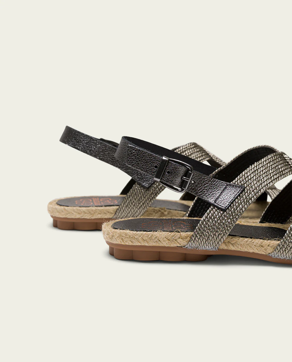 SANDALE PLATE EN CUIR JUTE PLOMB COCO – Image 6