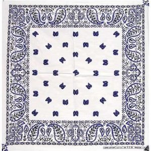 Bandana Scarf Paisley White Blue