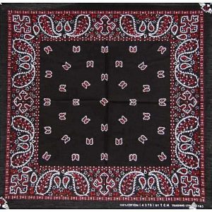 Bandana Head Wrap Scarf Paisley Black & Red