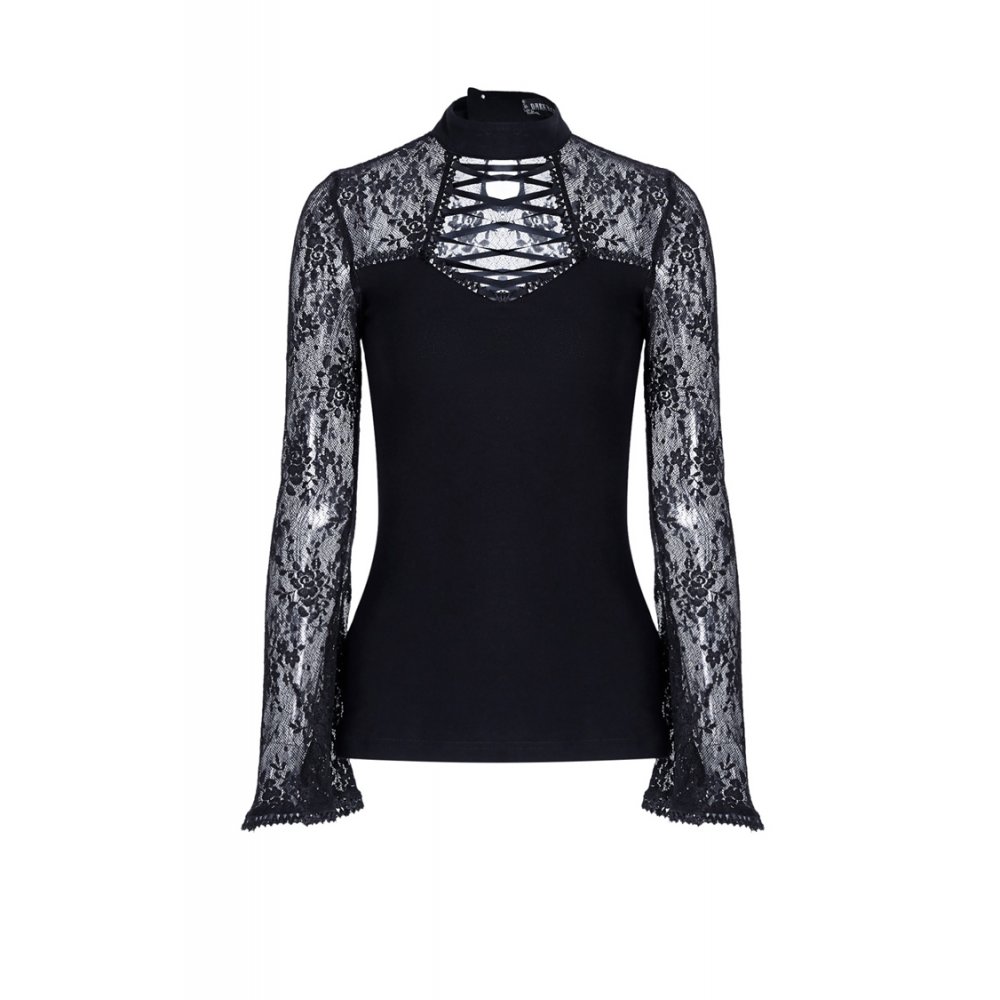 T-shirt Top manches en dentelle gothique – Image 4