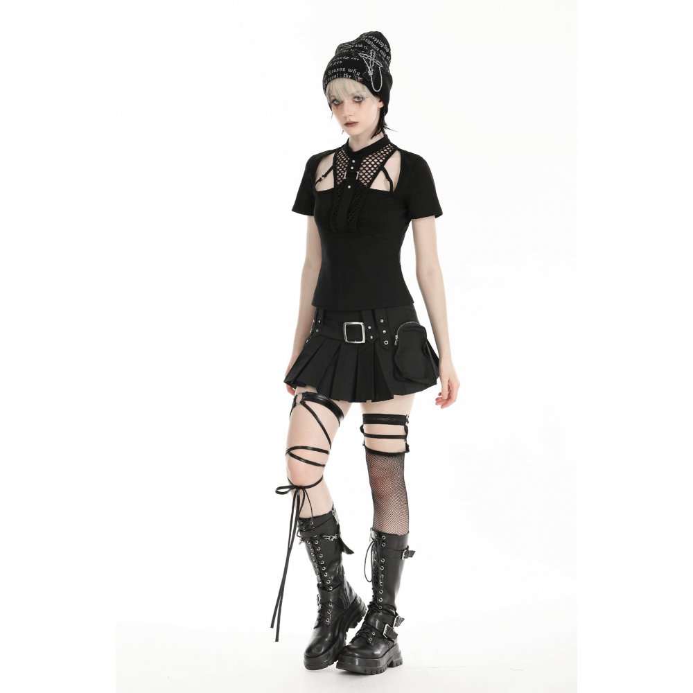 T-shirt en maille noire punk – Image 3
