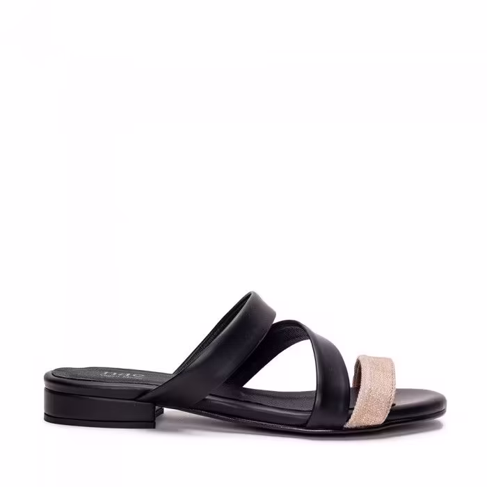 Sandales noires plates pour femmes Finna Black : Élégance Écologique pour l’Été